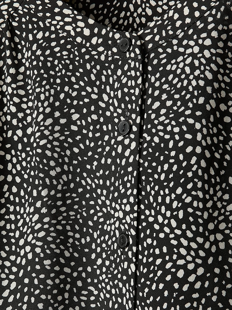 Blouse Boutonnée en Crêpe Soyeux à Manches Longues