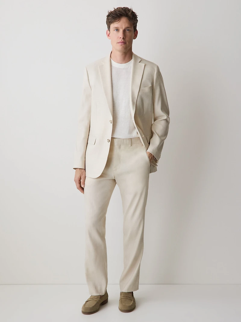 Pantalon de Complet Ajusté en Lin