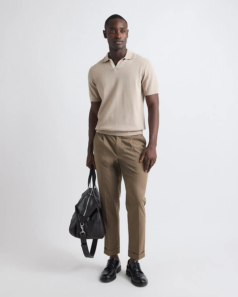 Polo à Manches Courtes en Coton avec Col Johnny