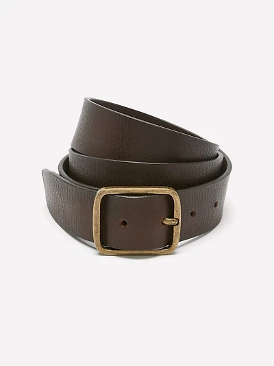 Ceinture en Cuir avec Boucle Laiton Vieilli
