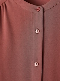Silky Crepe Long-Sleeve Buttoned-Down Blouse