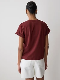 T-Shirt à Manches Courtes et Col Rond en Coton Biologique