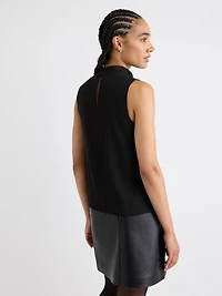 Blouse Sans Manches à Col Montant Drapé