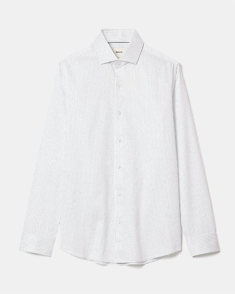 Chemise Habillée Blanche à Coupe Étroite Pois