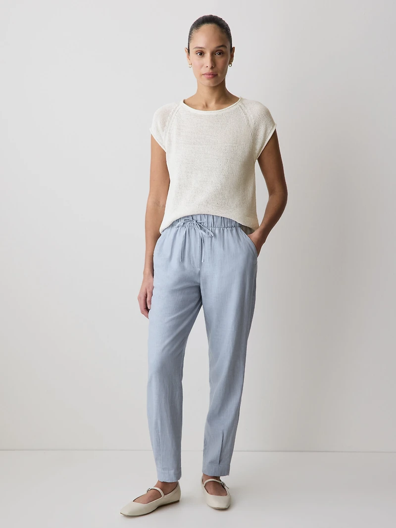 Pull en Tricot Ruban à Manches Très Courtes