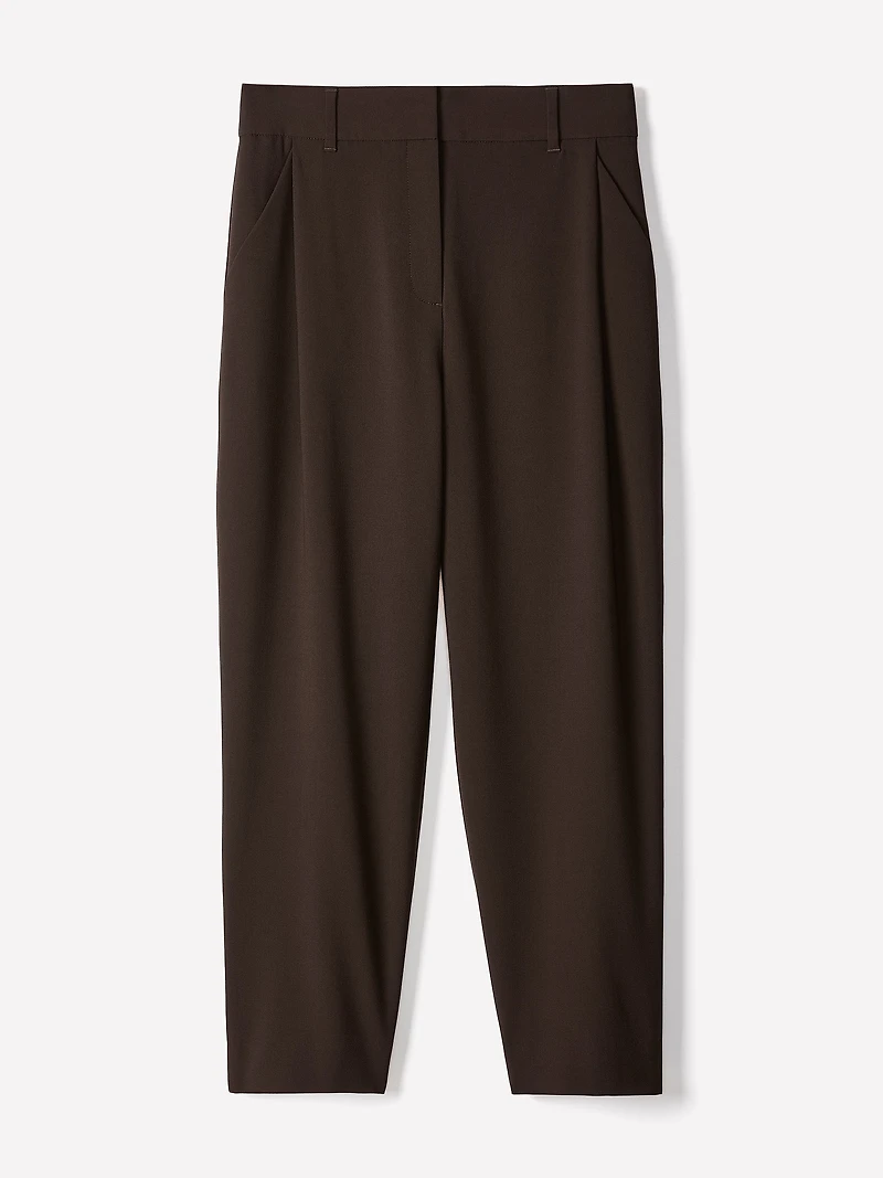 Twill High-Rise Barrel Ankle Pant