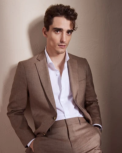 Slim Fit Stretch Linen Blazer