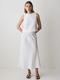Linen Straight Midi Skirt