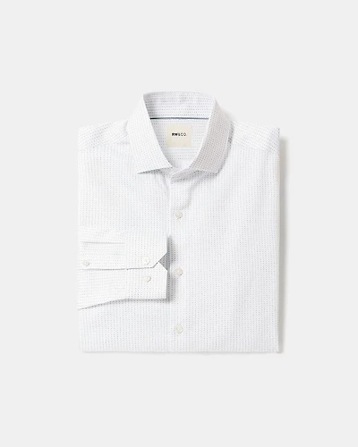 Chemise Habillée Blanche à Coupe Étroite Pois
