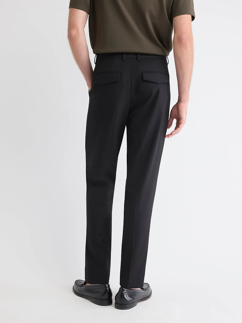 Wool-Blend Tapered-Leg Pleated Dress Pant