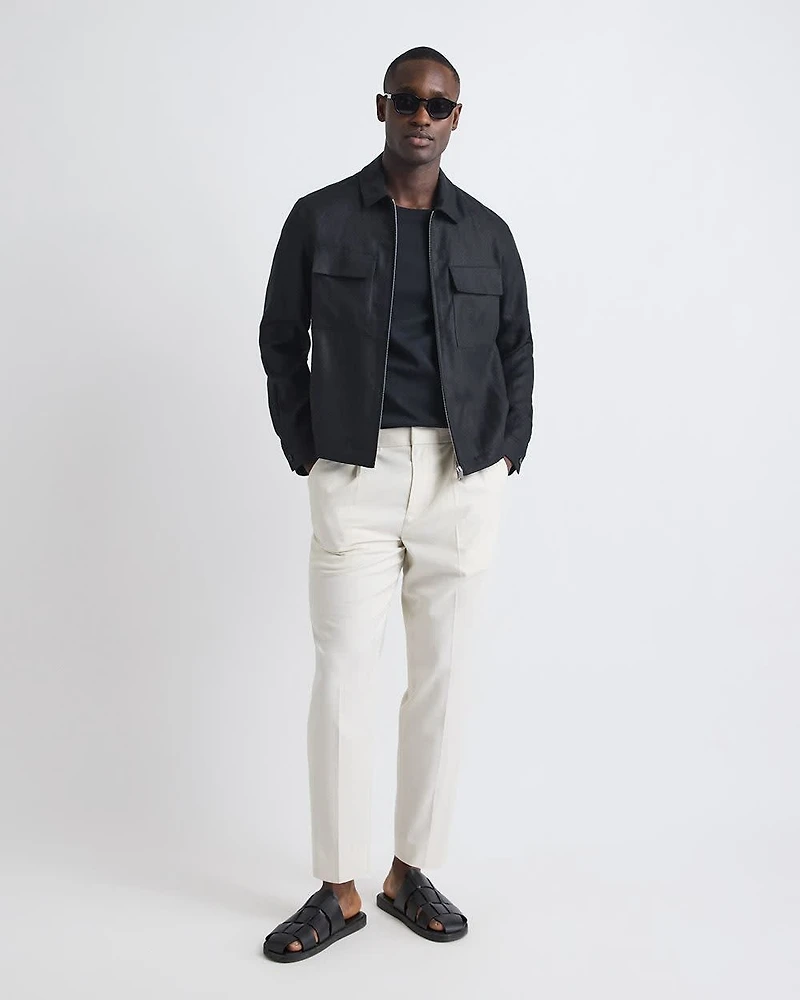 T-Shirt Uni à Col Rond en Coton Interlock Raffiné