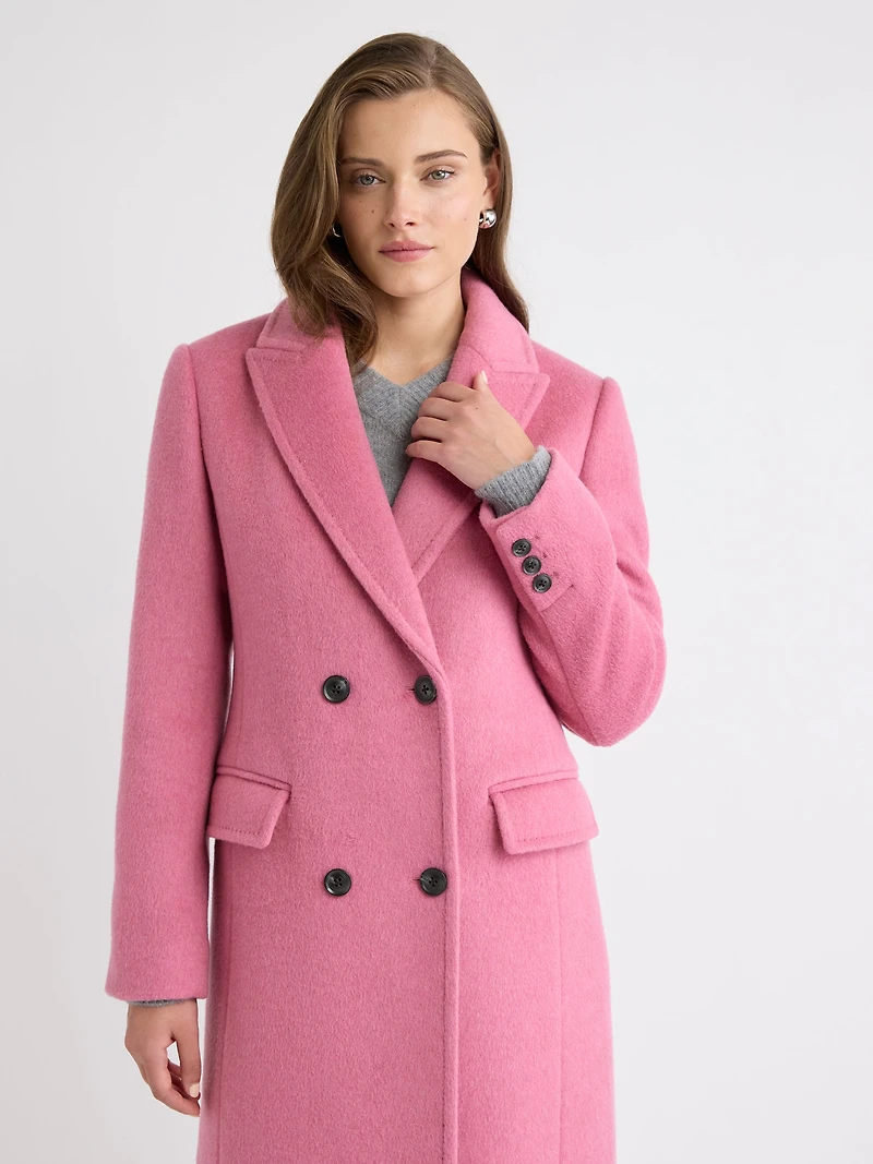 Wool-Blend Long Double-Breasted Coat