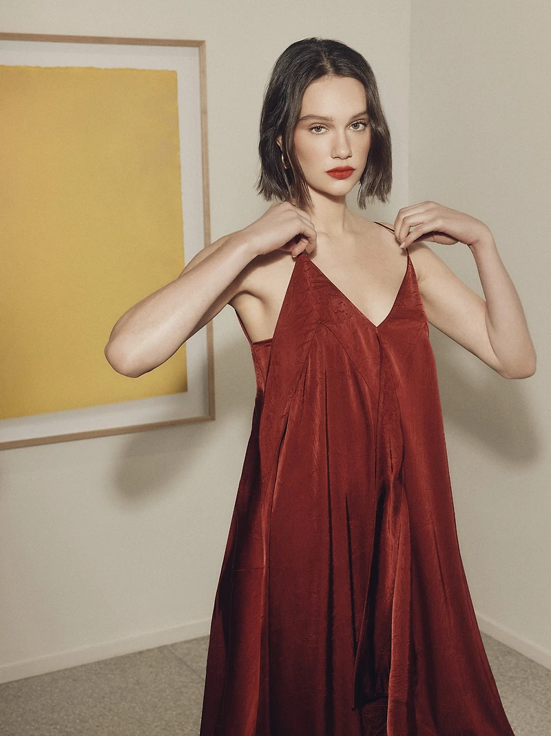 Robe Midi Sans Manches à Col V