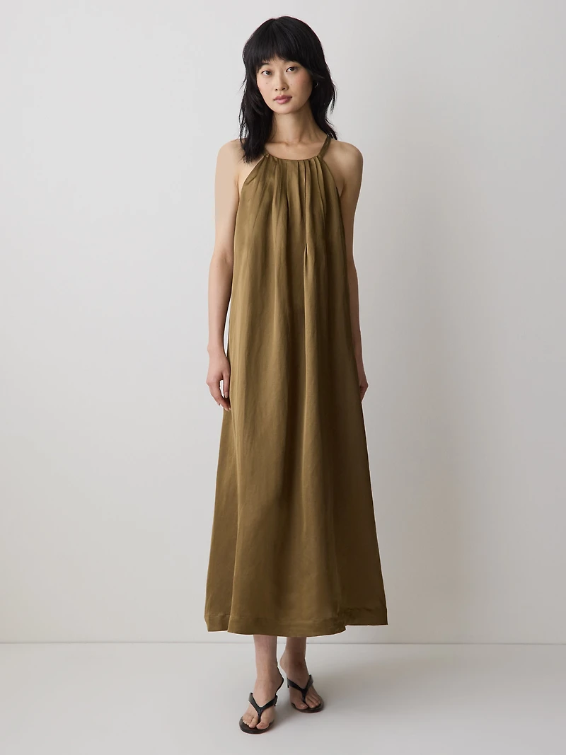 Sleeveless Halter-Neck Midi Dress