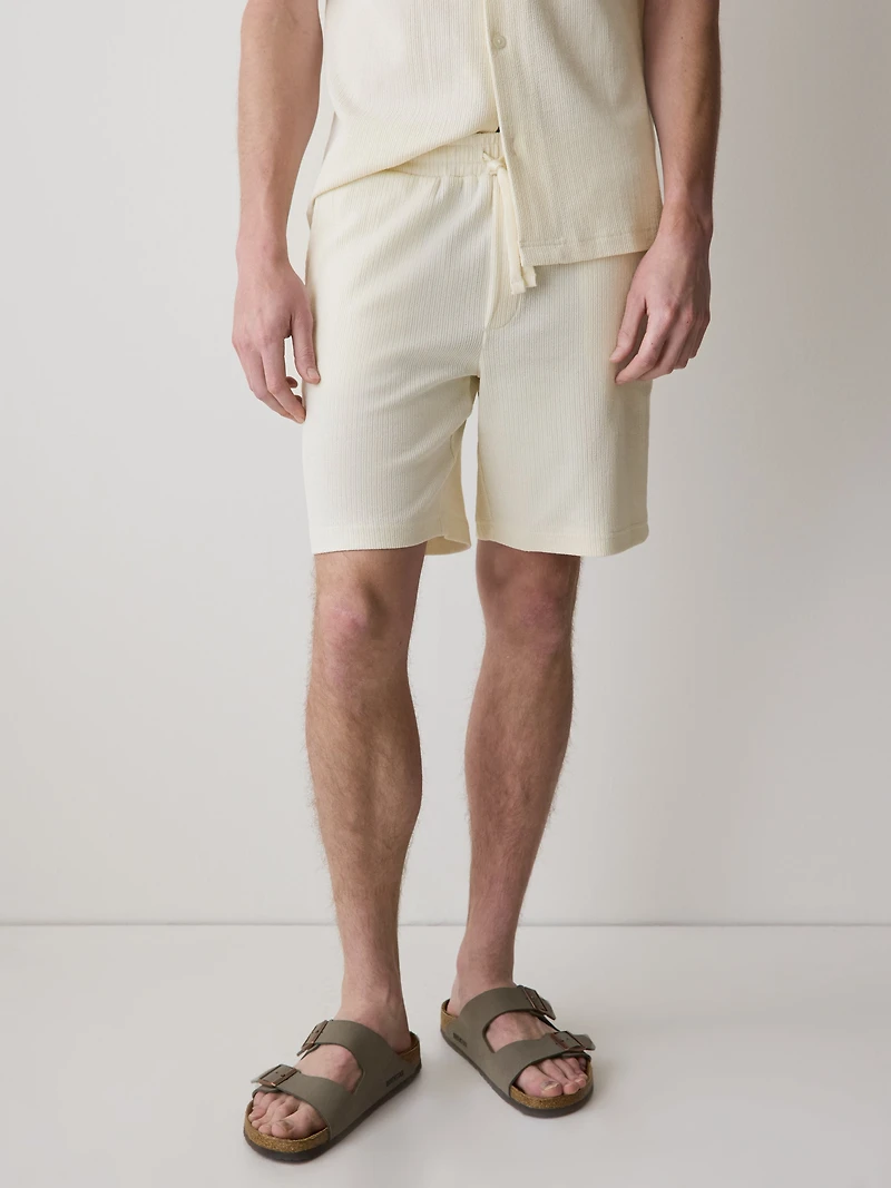 Ribbed Sweater Short with Elastic Waistband