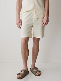 Ribbed Sweater Short with Elastic Waistband