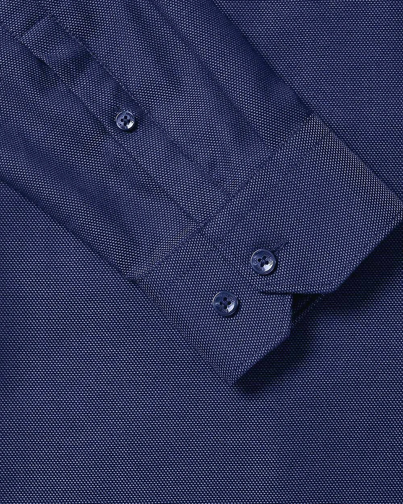 Chemise Habillée à Coupe Ajustée en Dobby Deux Tons