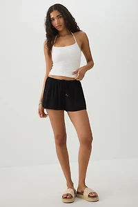 Short à taille mi-haute froiss