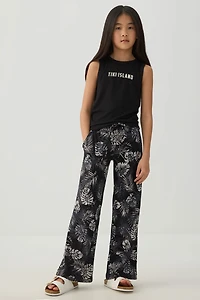 Printed Wide Leg Knit Crepe Pants