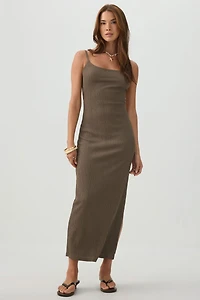 Robe midi moulante à dos nu