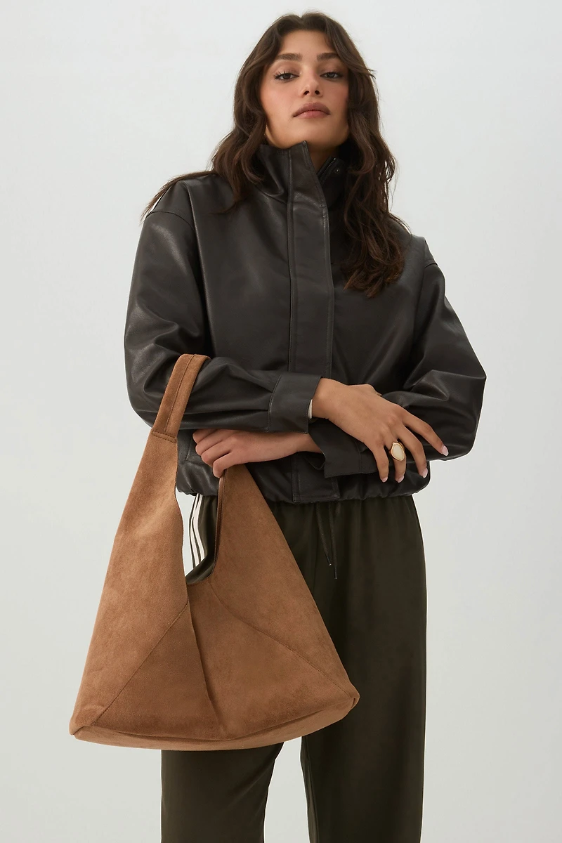 Faux Suede Tote Bag