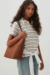 Pebbled Faux Leather Tote
