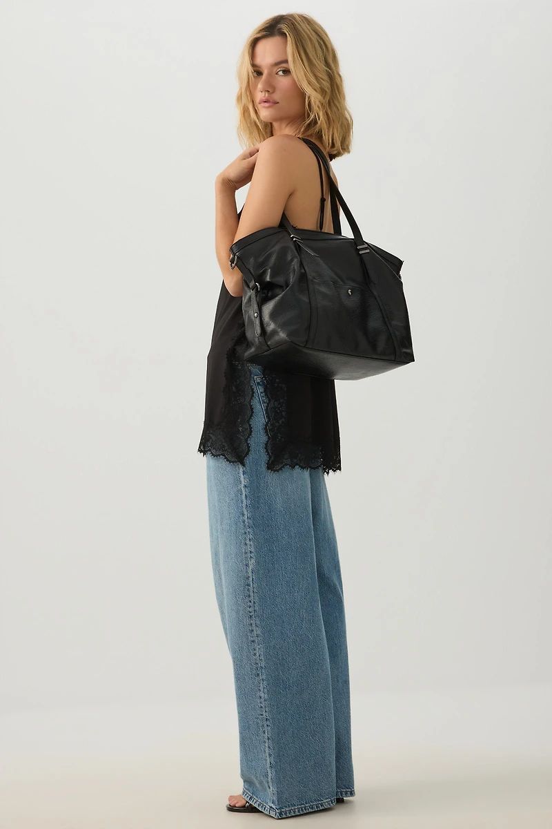 Slouchy Faux Leather Tote