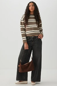 Petit sac fourre-tout en faux suède avec perles