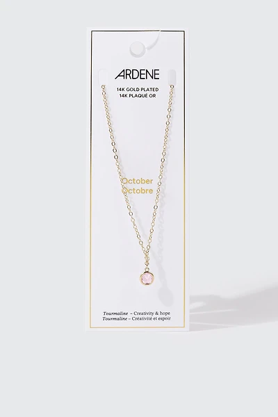 Collier plaqué or 14 k avec pierre de naissance d'octobre