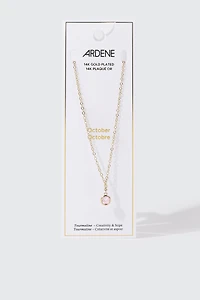 Collier plaqué or 14 k avec pierre de naissance d'octobre