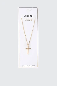 Collier pendentif croix plaqué or 14 carats 