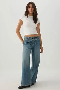 Embroidered Fine Rib Cropped T-Shirt