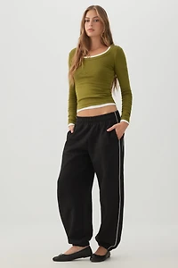 Fine Rib Short Scoop Neck Top