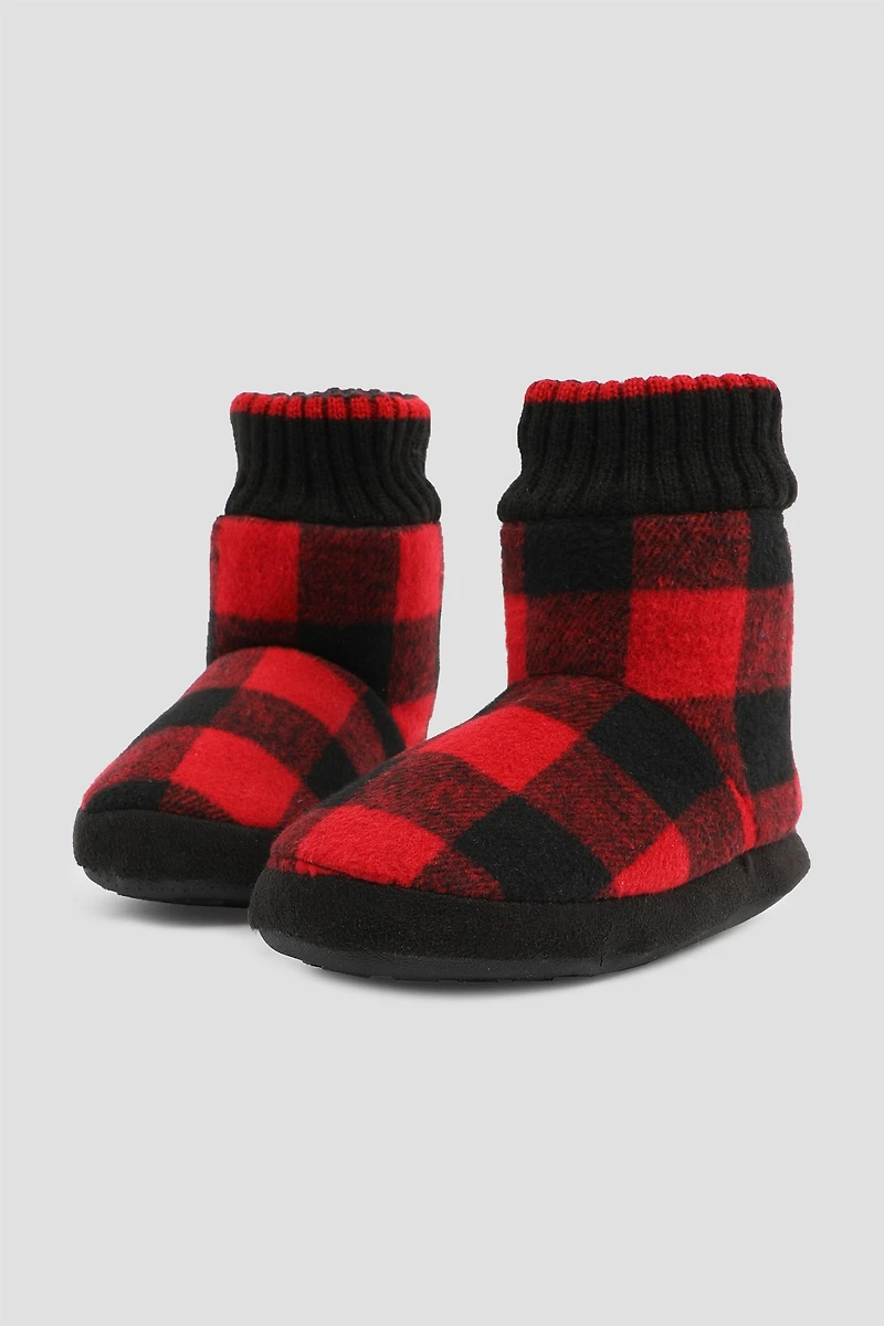 Pantoufles bottines à carreaux pour enfants