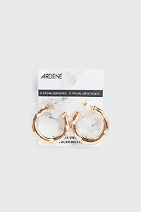 Tubular Hoop Earrings with Mini Pearls