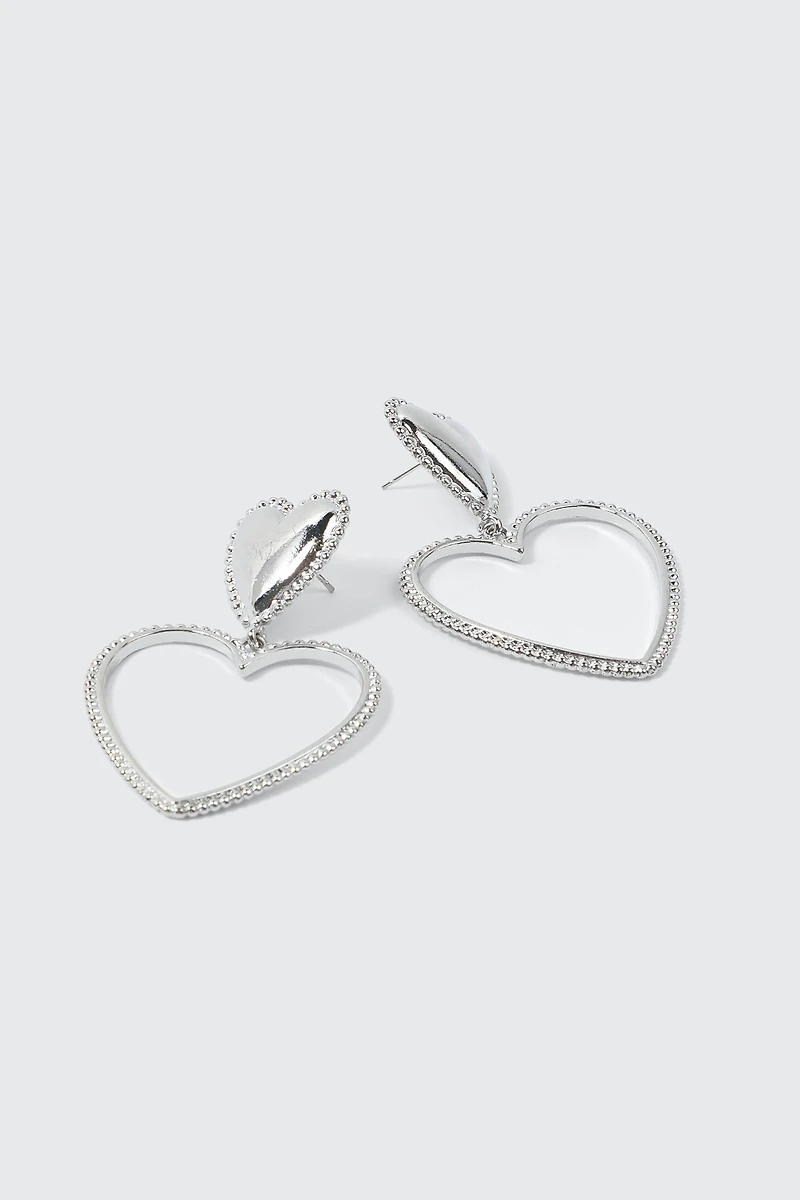 Double Heart Drop Earrings