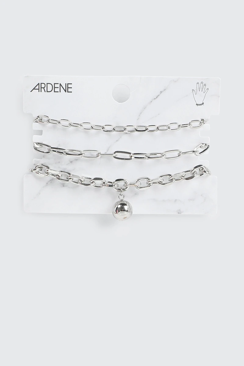 Lot de 3 bracelets volumineux à breloque sphère