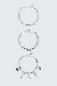 3-Pack Charm Chain Bracelets
