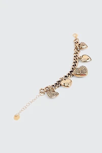 Bracelet volumineux à breloques cœurs