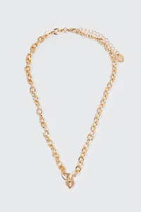 Heart Lock Chunky Chain Necklace