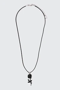 Cord Necklace with Flower Pendant