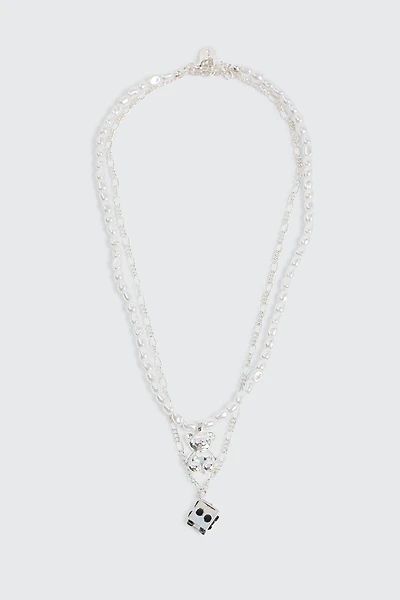 2-Row Dice & Bear Necklace