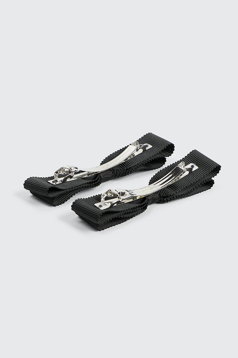 2-Pack Rib Bow Hair Clips