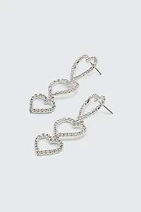 Rhinestone Heart Trio Earrings