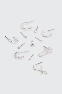 12-Pack of Silver Tone Mix Earrings