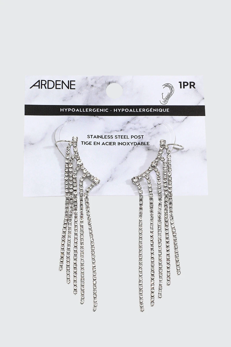 Manchettes d'oreilles pendantes à strass