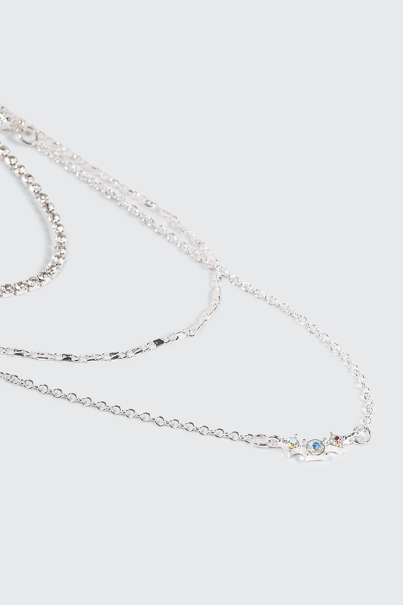 Three-Row Crystal Necklace