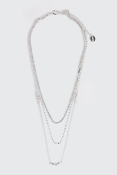 Three-Row Crystal Necklace