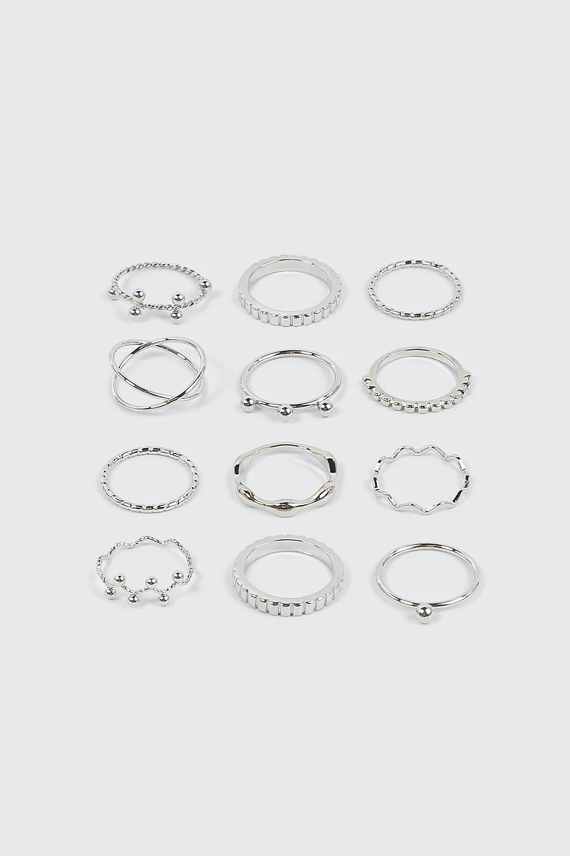 12-Pack Wave & Sphere Rings