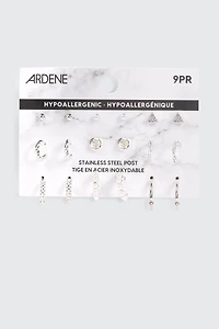 9 paires d'anneaux et clous d'oreilles